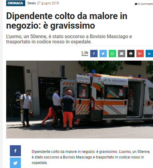 Malore negozio - sicurezza lavoratori isolati