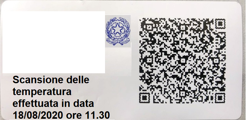 Stampa di un pass indicante l'avvenuta scansione della temperatura corporea